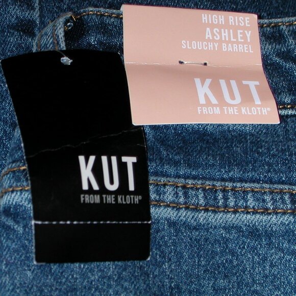 KUT from the Kloth Ashley High Rise Slouchy Barrel Jeans Size 14 Moderate Wash - Picture 6 of 7